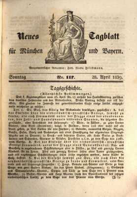 Neues Tagblatt für München und Bayern Sonntag 28. April 1839