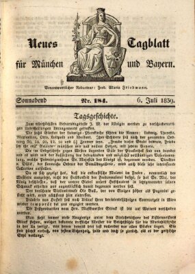 Neues Tagblatt für München und Bayern Samstag 6. Juli 1839