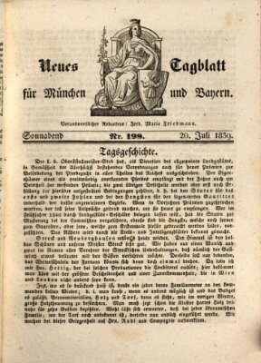 Neues Tagblatt für München und Bayern Samstag 20. Juli 1839