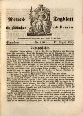 Neues Tagblatt für München und Bayern Samstag 17. August 1839