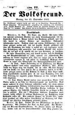 Der Volksfreund Montag 15. September 1862