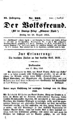 Der Volksfreund Freitag 28. August 1863