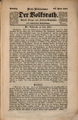 Der Volksrath Dienstag 27. Juni 1848