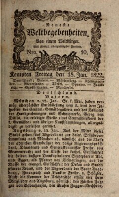 Neueste Weltbegebenheiten (Kemptner Zeitung) Freitag 18. Januar 1822