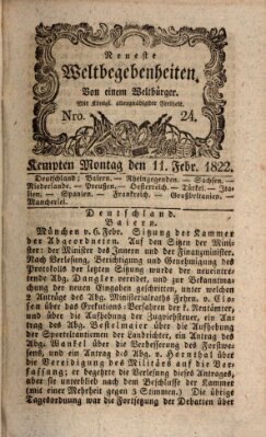 Neueste Weltbegebenheiten (Kemptner Zeitung) Montag 11. Februar 1822
