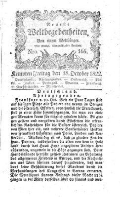 Neueste Weltbegebenheiten (Kemptner Zeitung) Freitag 18. Oktober 1822