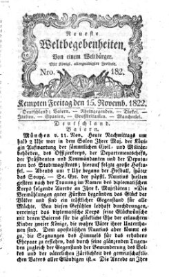 Neueste Weltbegebenheiten (Kemptner Zeitung) Freitag 15. November 1822