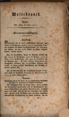 Weltchronik Donnerstag 1. Oktober 1801