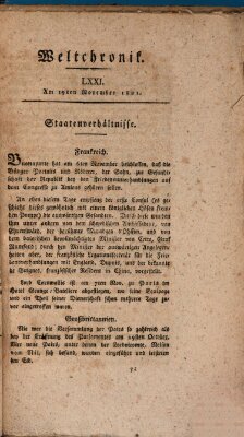 Weltchronik Donnerstag 19. November 1801