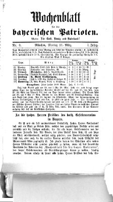 Wochenblatt für die bayerischen Patrioten Montag 21. März 1870