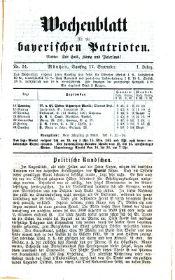 Wochenblatt für die bayerischen Patrioten Samstag 17. September 1870