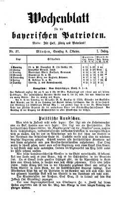 Wochenblatt für die bayerischen Patrioten Samstag 8. Oktober 1870