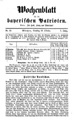 Wochenblatt für die bayerischen Patrioten Samstag 22. Oktober 1870
