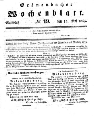 Grönenbacher Wochenblatt Samstag 14. Mai 1853
