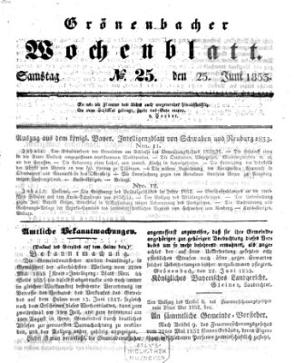 Grönenbacher Wochenblatt Samstag 25. Juni 1853