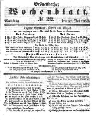 Grönenbacher Wochenblatt Samstag 31. Mai 1856