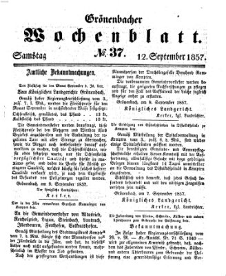 Grönenbacher Wochenblatt Samstag 12. September 1857