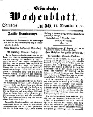 Grönenbacher Wochenblatt Samstag 11. Dezember 1858