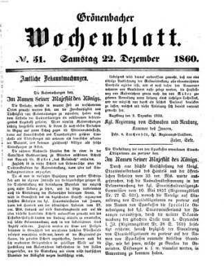 Grönenbacher Wochenblatt Samstag 22. Dezember 1860