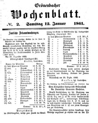 Grönenbacher Wochenblatt Samstag 12. Januar 1861
