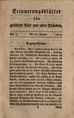 Erinnerungs-Blätter für gebildete Leser aus allen Ständen Sonntag 23. Januar 1814