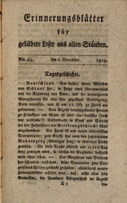 Erinnerungs-Blätter für gebildete Leser aus allen Ständen Sonntag 6. November 1814