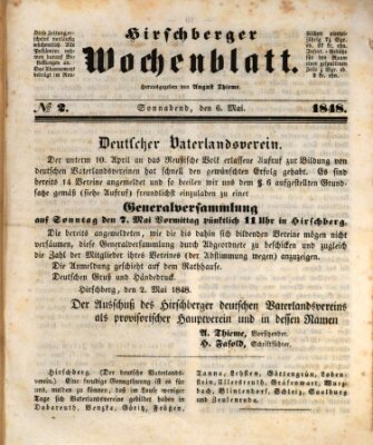 Hirschberger Wochenblatt Samstag 6. Mai 1848