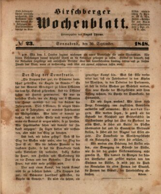 Hirschberger Wochenblatt Samstag 30. September 1848