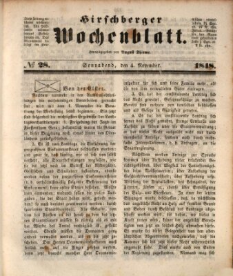 Hirschberger Wochenblatt Samstag 4. November 1848