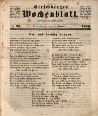 Hirschberger Wochenblatt Samstag 23. Dezember 1848