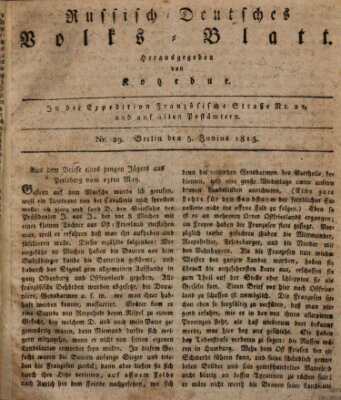 Russisch-deutsches Volksblatt Samstag 5. Juni 1813