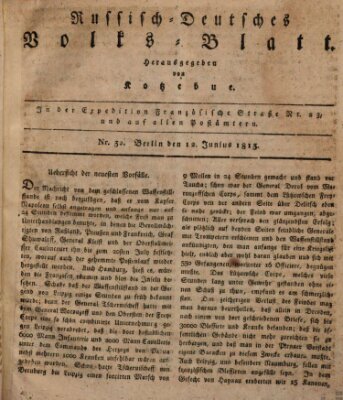 Russisch-deutsches Volksblatt Samstag 12. Juni 1813
