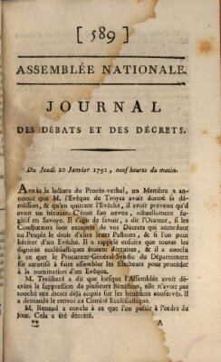Journal des débats et des décrets Donnerstag 20. Januar 1791