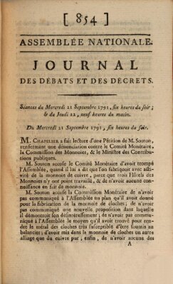 Journal des débats et des décrets Donnerstag 22. September 1791