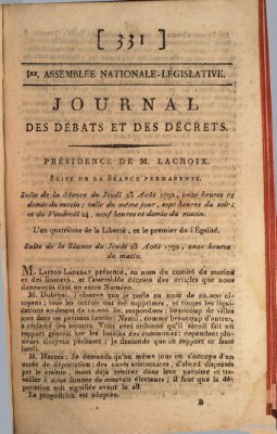Journal des débats et des décrets Donnerstag 23. August 1792