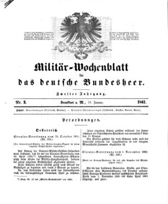 Militär-Wochenblatt für das deutsche Bundesheer Samstag 19. Januar 1861