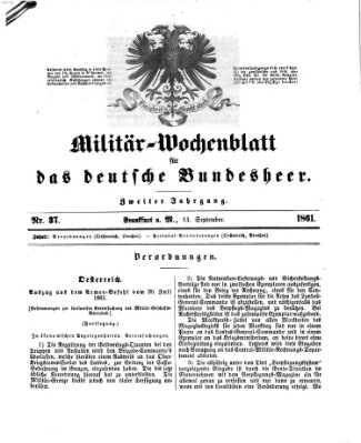 Militär-Wochenblatt für das deutsche Bundesheer Samstag 14. September 1861