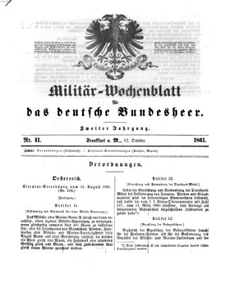 Militär-Wochenblatt für das deutsche Bundesheer Samstag 12. Oktober 1861