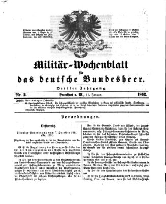 Militär-Wochenblatt für das deutsche Bundesheer Samstag 11. Januar 1862