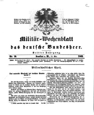 Militär-Wochenblatt für das deutsche Bundesheer Samstag 10. Mai 1862