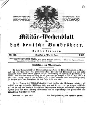 Militär-Wochenblatt für das deutsche Bundesheer Samstag 28. Juni 1862