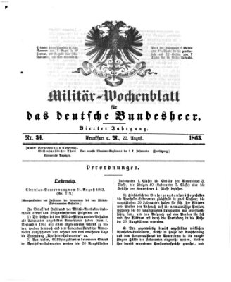 Militär-Wochenblatt für das deutsche Bundesheer Samstag 22. August 1863