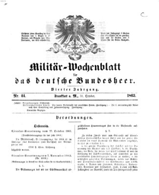 Militär-Wochenblatt für das deutsche Bundesheer Samstag 31. Oktober 1863