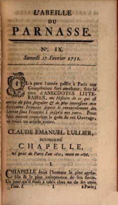 L' Abeille du Parnasse Samstag 27. Februar 1751