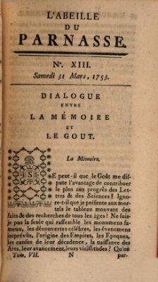 L' Abeille du Parnasse Samstag 31. März 1753