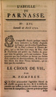 L' Abeille du Parnasse Samstag 18. April 1750