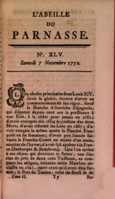 L' Abeille du Parnasse Samstag 7. November 1750