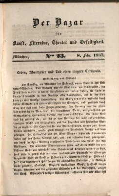 Der Bazar für Kunst, Literatur, Theater und Geselligkeit Mittwoch 8. Februar 1837