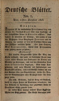 Deutsche Blätter Donnerstag 21. Oktober 1813