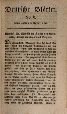 Deutsche Blätter Freitag 22. Oktober 1813